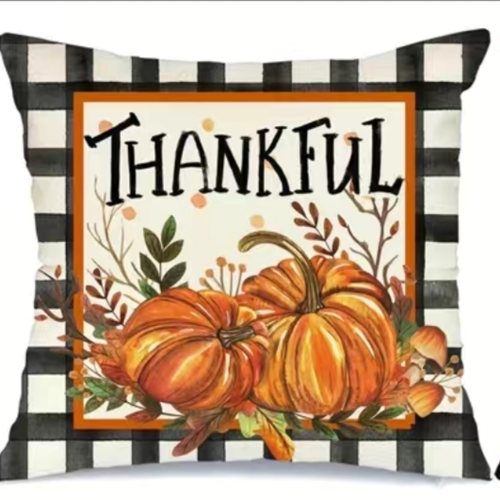New Autumn pumpkin Thankful Thanksgiving home decor pillow case accent